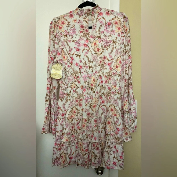NWT Altar’s State Floral High Neck Tiered Long Bell Sleeve Dress Size Large - Picture 2 of 11